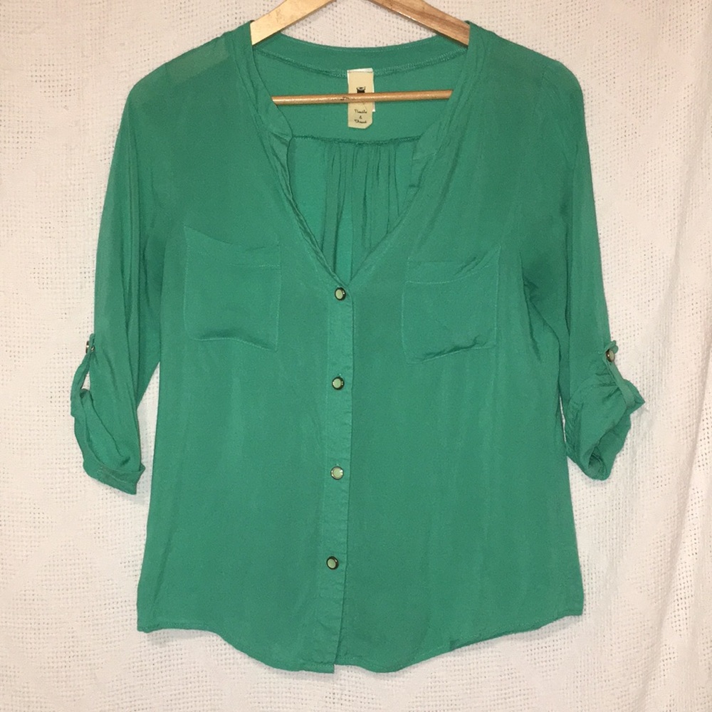Needle and Thread Button Down Top, Teal